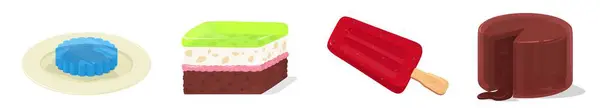 Assorted Sweet Jelly Cakes Pies Ice Cream Gourmet Treat Vector Лицензионные Стоковые Иллюстрации