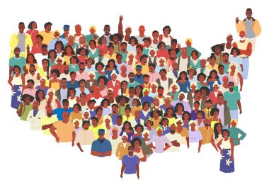 A vibrant gathering showcases a multitude of individuals representing Americas rich cultural diversity, engaged in celebration and community spirit.