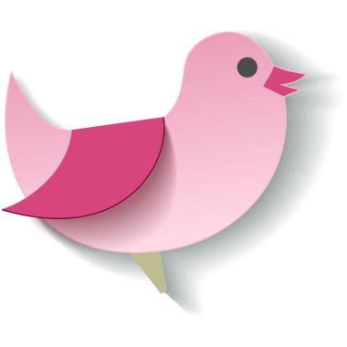 Kağıt origami kuş vektörü. Soyut geometrik hayvan sanatı çizimi. Kumru ikonu. Pembe güvercin tasarımı beyaz arkaplanda izole edildi