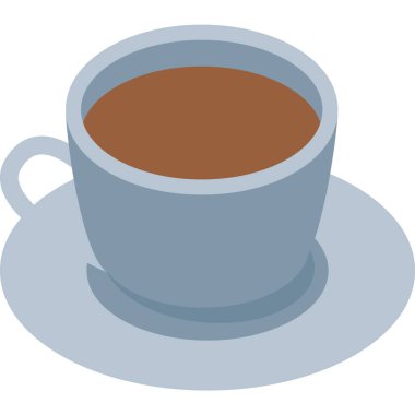 Beyaz arkaplanda izole edilmiş çay fincanı ikonu vektörü. Porselen bardak ve aromatik içecek.