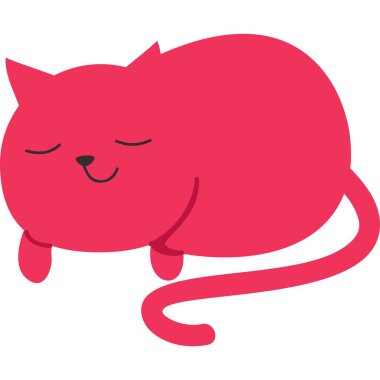 Beyaz arka planda yalnız uyuyan vektör kedi. Sevimli hayvan ikonu. Evcil hayvan portresi