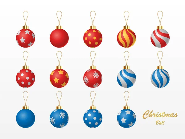 Set Christmas Ball White Background Vector Illustration — Stock Vector