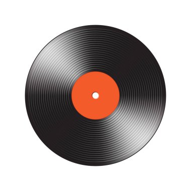 Beyaz arkaplanda izole edilmiş vinil disk şablonu, vektör illüstrasyonu