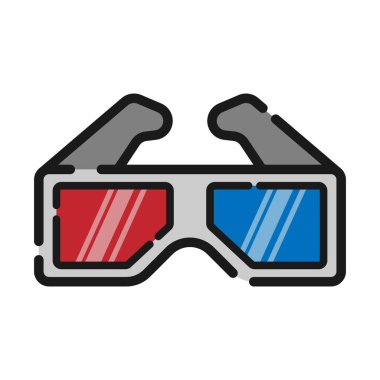 3D gözlük simgesi, vektör çizim