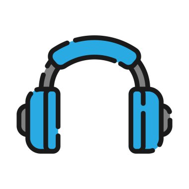 kulaklık yassı simgesi, vektör illüstrasyonu