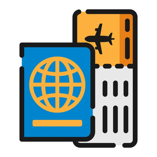 Passeport Bleu Icône Carte Embarquement Illustration Vectorielle — Image vectorielle