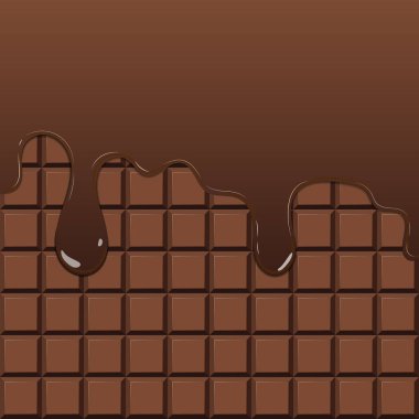 Koyu çikolata desenli ve damlayan çikolata, vektör çizimi