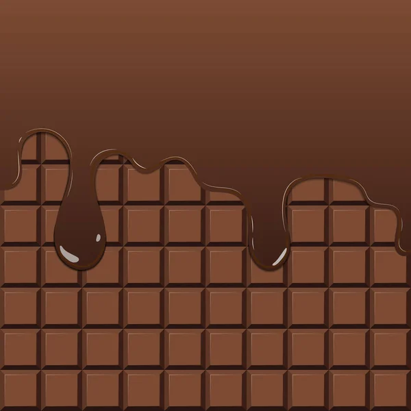 Dunkles Schokoladenmuster Und Tropfende Schokolade Vektorillustration — Stockvektor