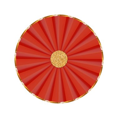 Doğu Asya tarzı kağıt hayranı, mezuniyet kağıdı partisi hayranı. gerçekçi kırmızı 3D dekor, vektör illüstrasyonu