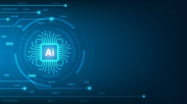 Yapay zeka sibernetik devre, yapay zeka yaratmak için yüksek teknoloji (yapay zeka) konsepti, vektör illüstrasyonu
