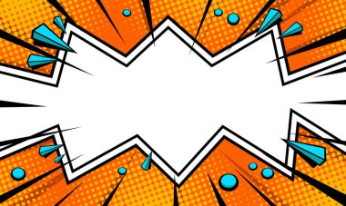 Yıldırımlı turuncu arkaplan çizgi filmi. boş arkaplan gök gürültüsü şimşeği. Çizgi film tarzı. vektör illüstrasyonu