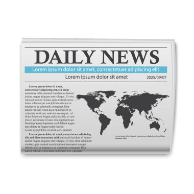 Beyaz arka planda gerçekçi gazete, vektör illüstrasyonu