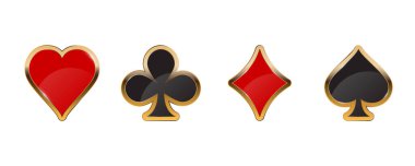 Altın çizgili bir iskambil destesi. Poker ve kumarhane oynamak için tasarlanmış. vektör illüstrasyonu