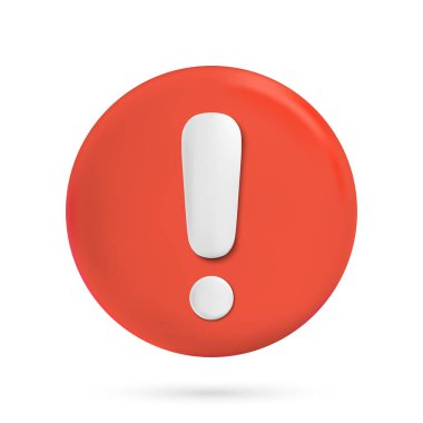 3d daire ünlem işareti uyarısı ya da tehlike riski mesajı sorunu simgesi. vektör illüstrasyonu