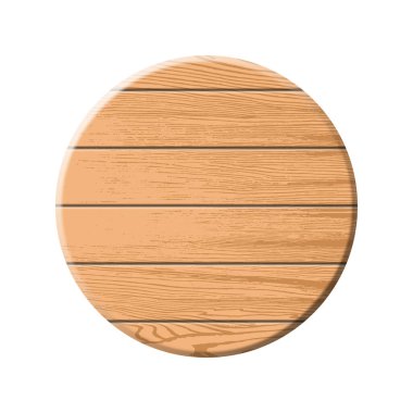 Beyaz arka planda izole ahşap işaretler. Boş yuvarlak ve dikdörtgen tahta tabelalar, doğal doku, kahverengi plaklar. vektör illüstrasyonu