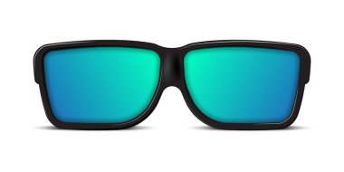 Beyaz arkaplanda izole edilmiş gerçekçi güneş gözlükleri, vektör illüstrasyonu