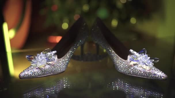 用我们精致的新娘鞋和新娘王冠来完成你的婚纱 — 图库视频影像