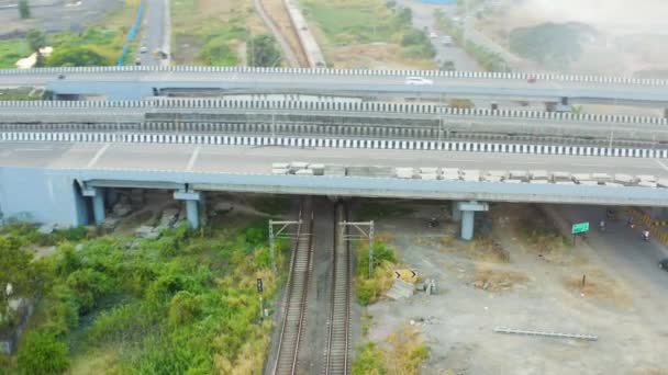 Hint Demiryolu Insansız Hava Aracı Görüntüleri Hindistan Demiryolu Sisteminin Hava — Stok video
