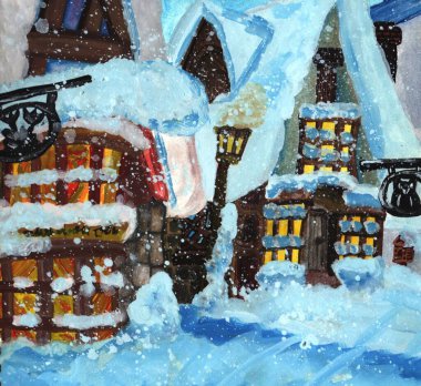 Kar ve ağaçlarla dolu Noel arkaplanı