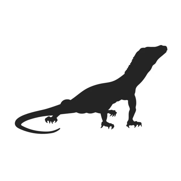 Moniteur Isolé Silhouette Lézard Dessin Noir Varan Grande Image Reptile — Image vectorielle