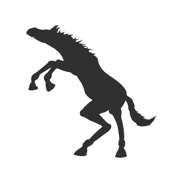 Silueta Caballo Asustado Mustang Rabioso Aislado Pony Salto Negro Animal — Vector de stock