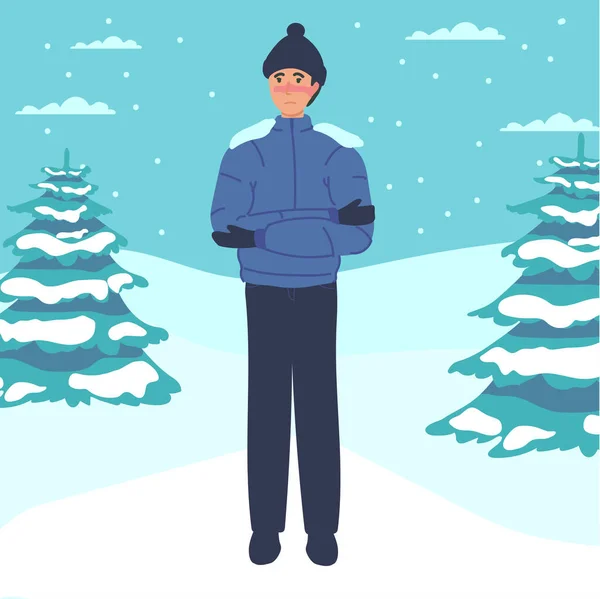 Uomo Congelato Concetto Banner Congelamento Illustrazione Del Cartone Animato Del — Vettoriale Stock
