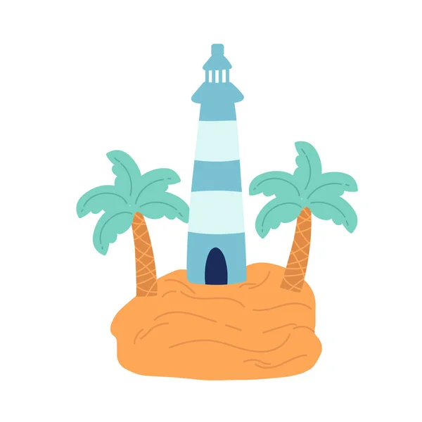 Lighthouse Icon Isolated White Flat Hand Drawing — Stock Vector