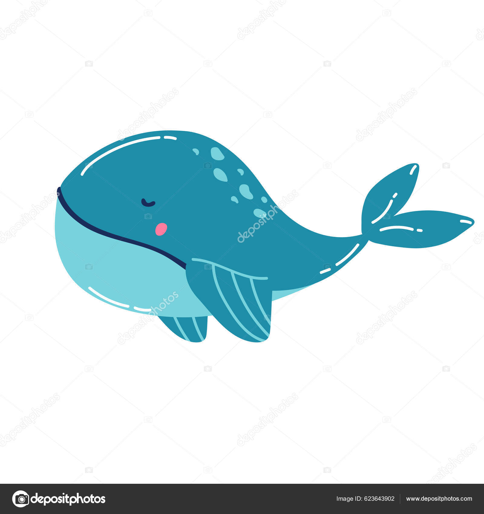 白色背景的可爱鲸鱼卡通片图库矢量图©pochtadua@gmail.com 623643902