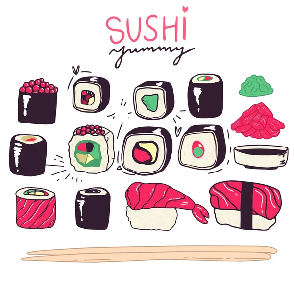 Sushi Auf Weiß Isoliert Auf Weiß — Stockvektor
