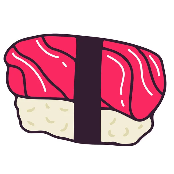 Sushi Sashimi Japonská Kuchyně Doodle Kreslené Izolované Bílém Pozadí — Stockový vektor