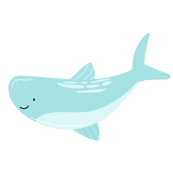 Lindo Tiburón Plano Ilustración Vectorial Dibujos Animados Aislado — Vector de stock