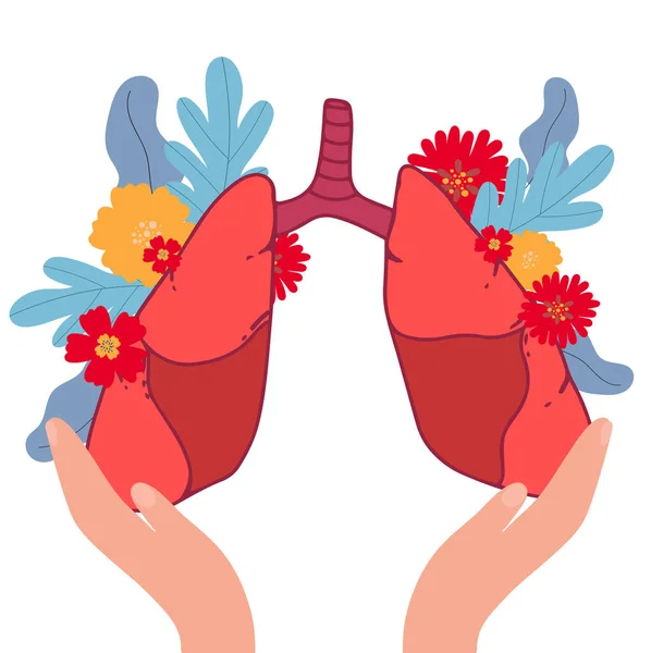 Lungs Human Internal Organ Isolated White Background Gradient Mesh Vector — Stock Vector