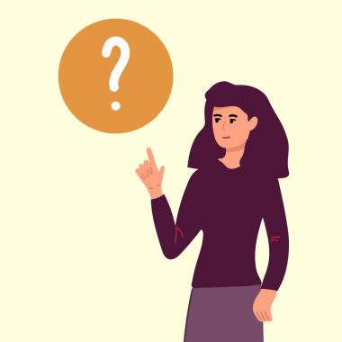 woman asks a question Person thinking about question of good investment flat vector illustration. Financial cost, payment concept for banner, website design or landing web page,