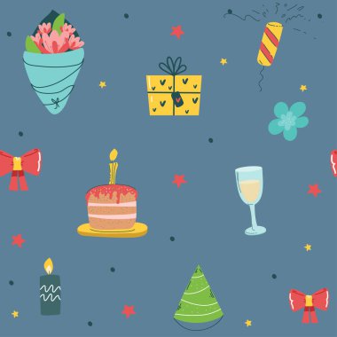 colorful birthday seamless pattern perfect for gift wrap, gift bag and etc,