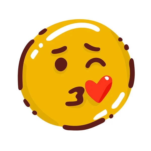 Smiling Emoji Love Kiss Heart Lips — Stock Vector