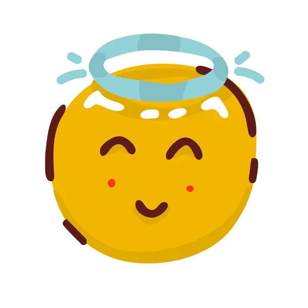 Smiling Emoji Happy Smiley Angel Emoticon Isolated White — Stock Vector