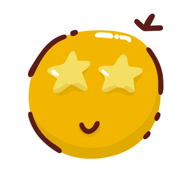 Smiling Emoji Cool Smiley Stars Instead Eyes — Stock Vector