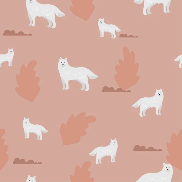 可愛いオオカミや犬の動物とシームレスなパターン 黒と白の色 アパレル ファブリック 包装紙 衣類のための創造的な子供のテクスチャ — ストックベクタ