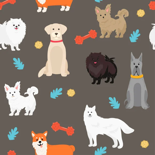 Seamless Pattern Funny Creative Dogs Trendy Vector Background Perfect Kids — Stock Vector