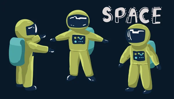 Conjunto Astronautas Dibujos Animados Vector Icono Ilustración Ciencia Tecnología Icono — Vector de stock