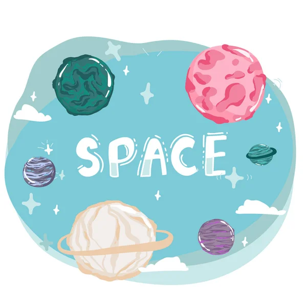Cartoon Space Backgrounds Templates Flyers Banners Cards Covers Frames Posters — ストックベクタ