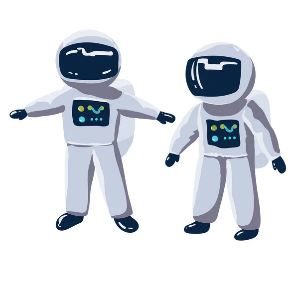 Astronauts Talking Cartoon Vector Icon Illustration Science Technology Icon Concept — Wektor stockowy