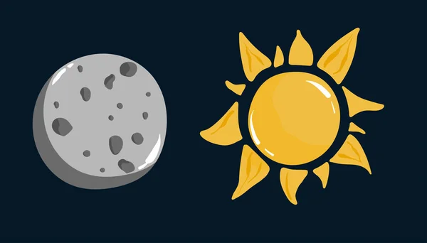 Słońce Księżyc Wektor Kreskówki Zestaw Interfejsu Użytkownika Gry Kosmicznej Lub — Wektor stockowy