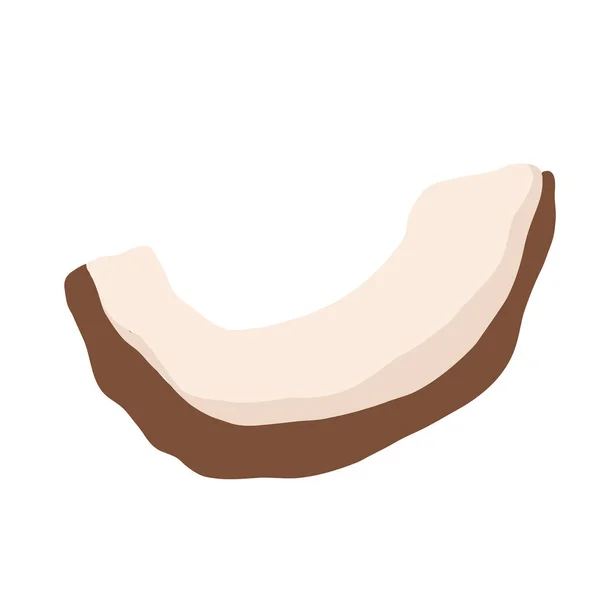 Morceaux Noix Coco Avec Des Feuilles Isolées Sur Fond Blanc — Image vectorielle