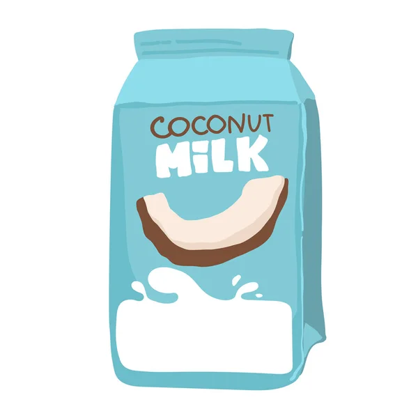 Latte Cocco Bottiglia Icona Vettore Cartone Animato Latte Vegetale Bevanda — Vettoriale Stock