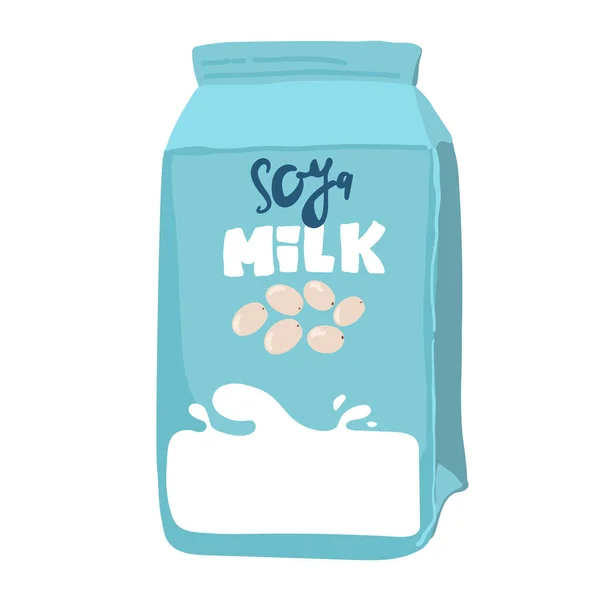 Latte Soia Illustrazione Bottiglia Icona Vettore Cartone Animato Latte Vegetale — Vettoriale Stock