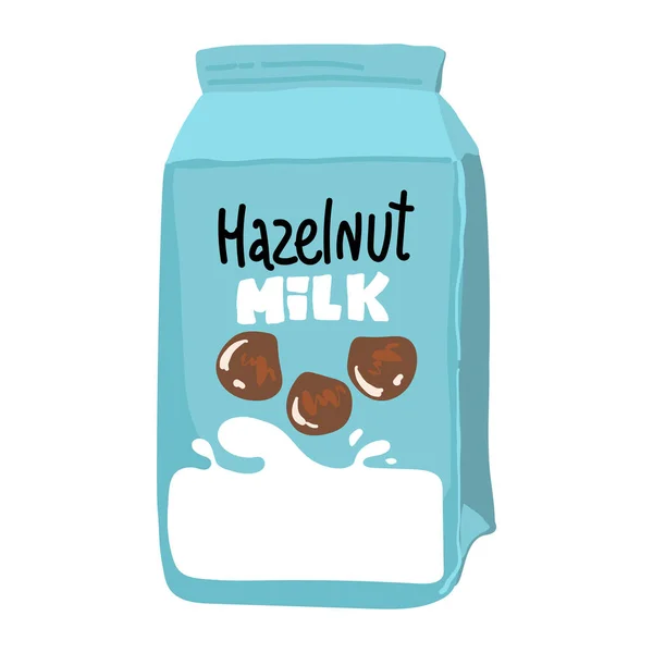 Vegan Hazelnut Milk Glass Bottle Alternative Non Dairy Drink Vector — Archivo Imágenes Vectoriales