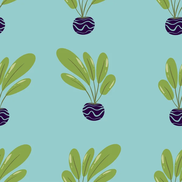 Zimmerpflanzen Nahtloses Muster Trendy Wohnkultur Mit Pflanzen Vektor Illustration Blumen — Stockvektor