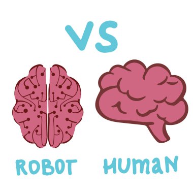 İnsanlar Robotlara karşı. Yapay zeka ve insan zekası..