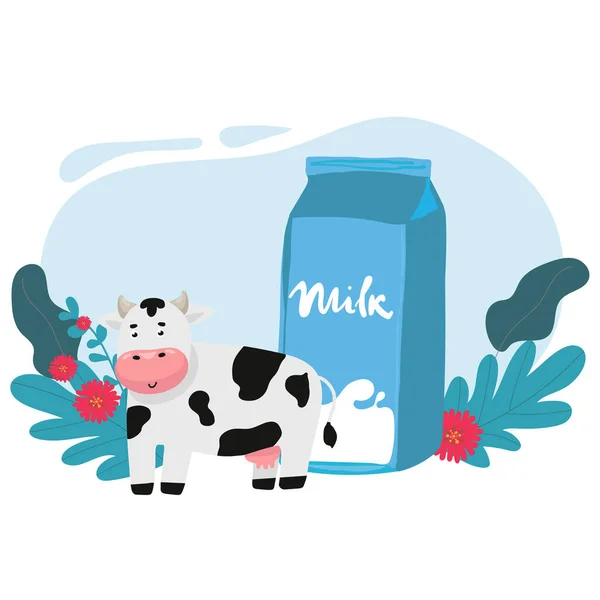 Ustawić Ładny Wzór Reklam Mleka Wyświetlania Produktu Makieta Paczki Mleka — Wektor stockowy